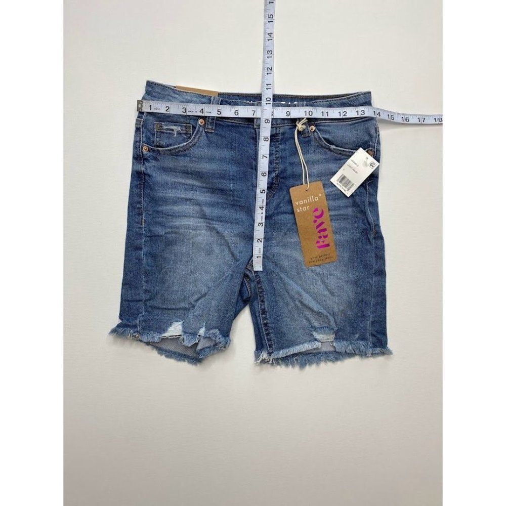 Vanilla Star Bermuda Jean Shorts 3 Juniors' Ripped Frayed‎ Distressed Stretch - Picture 3 of 7